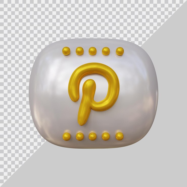 PSD representación 3d del concepto de redes sociales de icono de pinterest