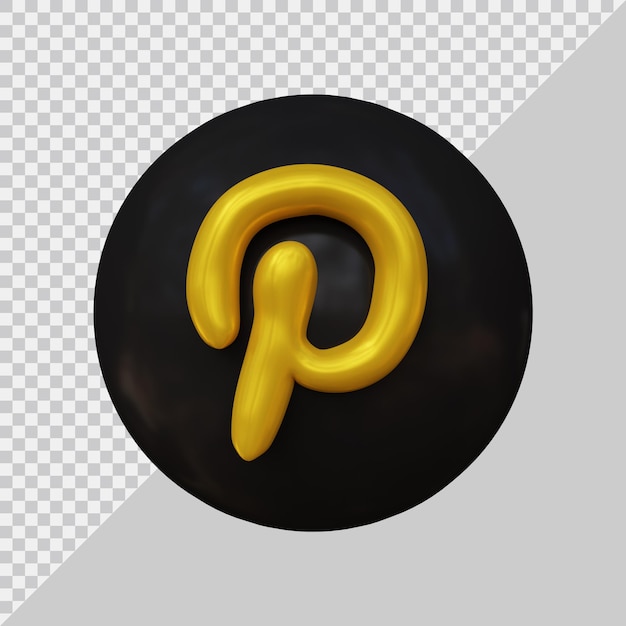 Representación 3d del concepto de redes sociales de icono de pinterest