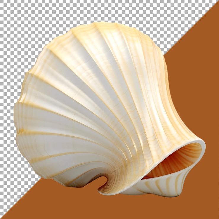 PSD representación 3d de una concha sobre fondo transparente generada por ai