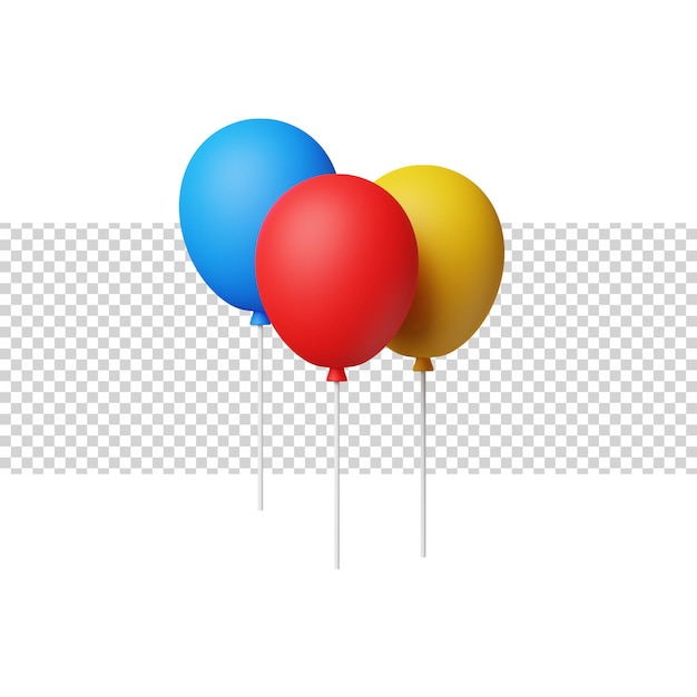 Representación 3d conjunto de globos aislado sobre fondo transparente