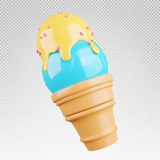 PSD representación 3d de cono de helado