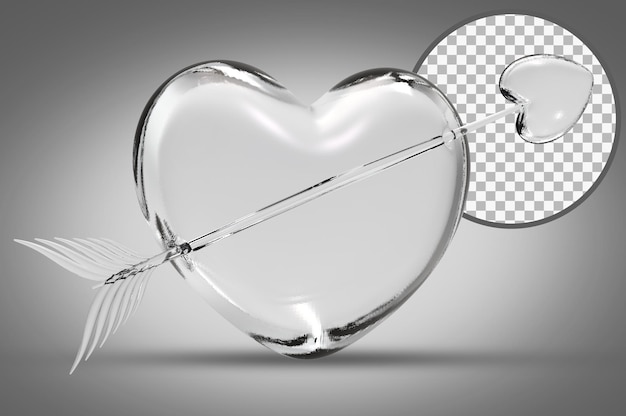 PSD representación 3d de un corazón de cristal gris