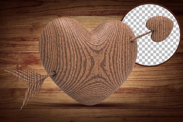 Representación 3d de un corazón de madera