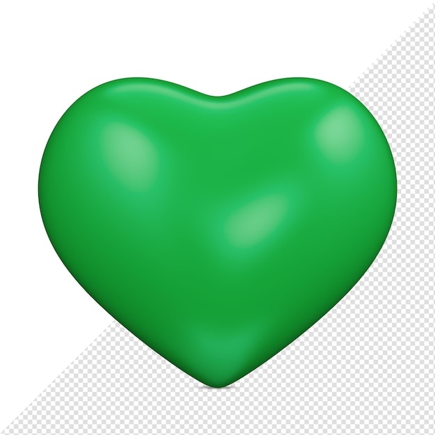 Representación 3d de corazón verde