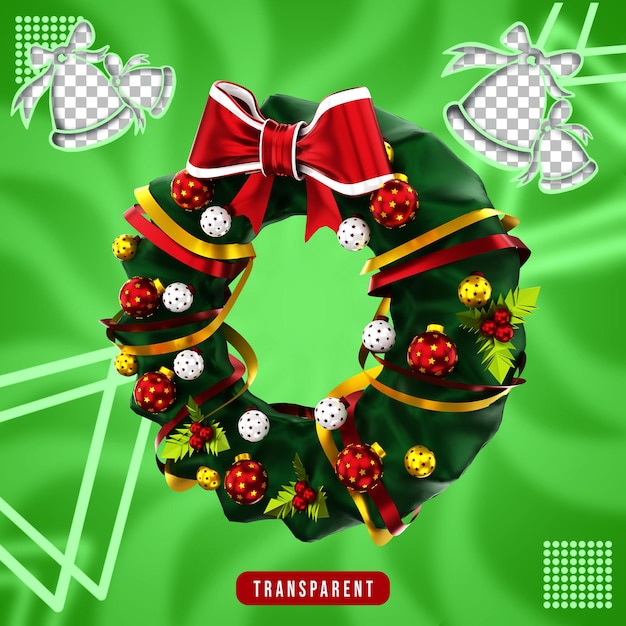 Representación 3D de corona de flores de Navidad