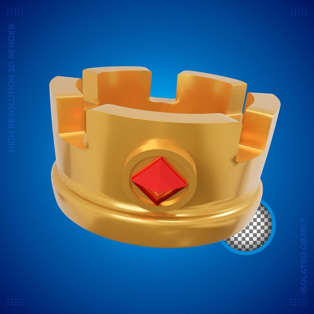 Representación 3d de la corona del rey de oro