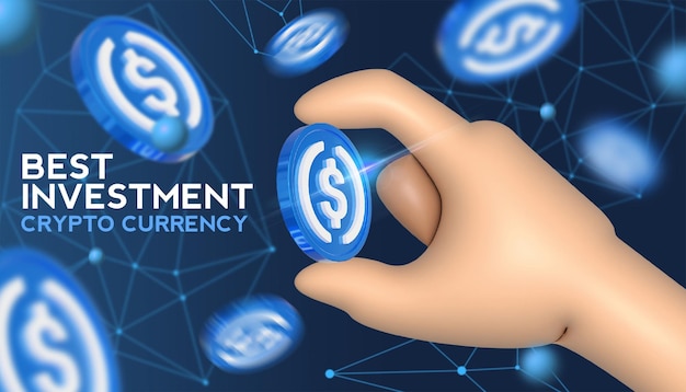 PSD representación 3d con criptomoneda de moneda token usd