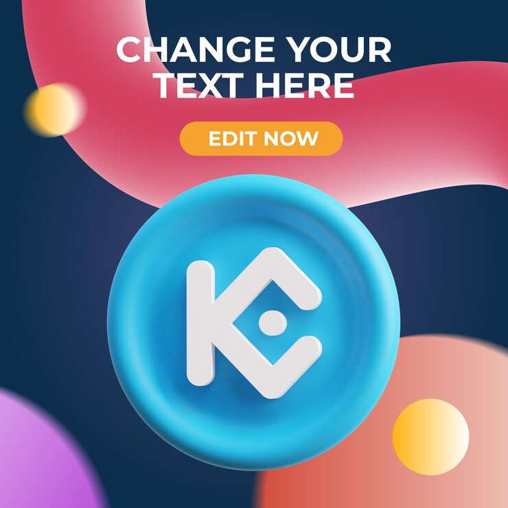 PSD representación 3d de la criptomoneda psd kucoin sobre un fondo oscuro.