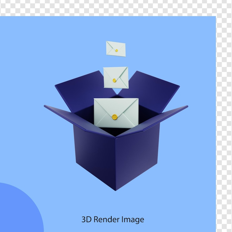 PSD representación 3d del cuadro de comercio electrónico que contiene correo electrónico
