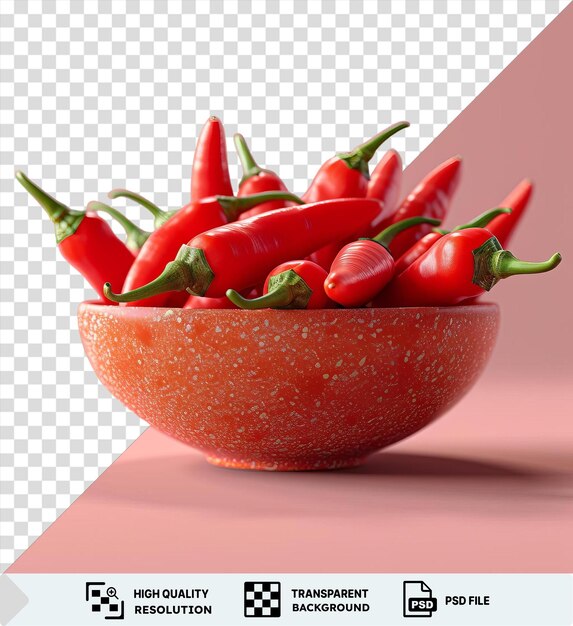 PSD una representación en 3d de un cuenco de chiles rojos vibrantes