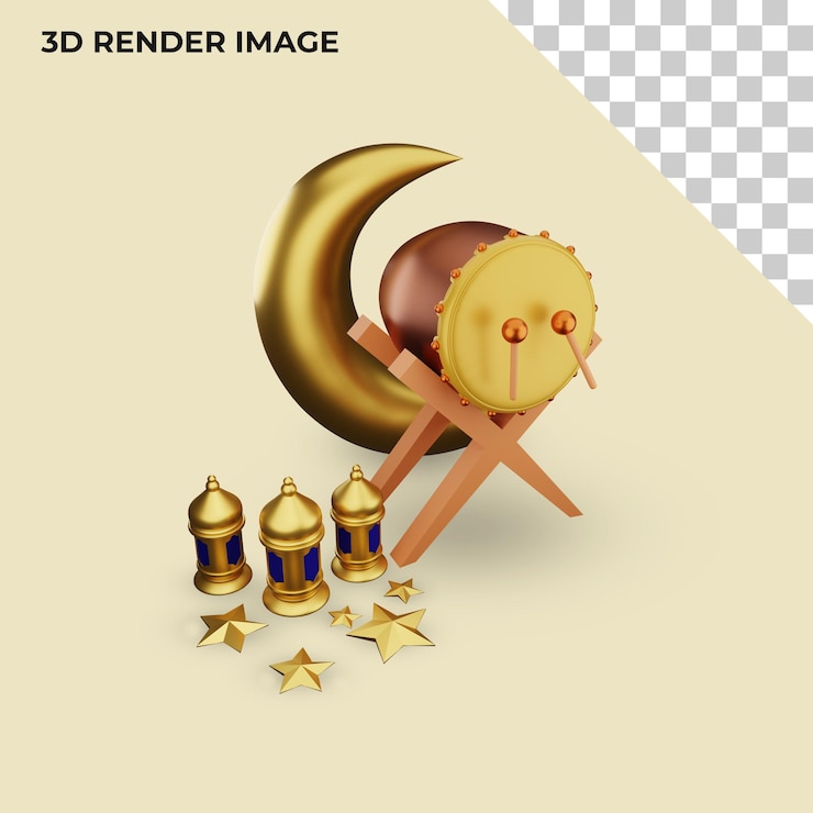 PSD representación 3d de la decoración islámica.