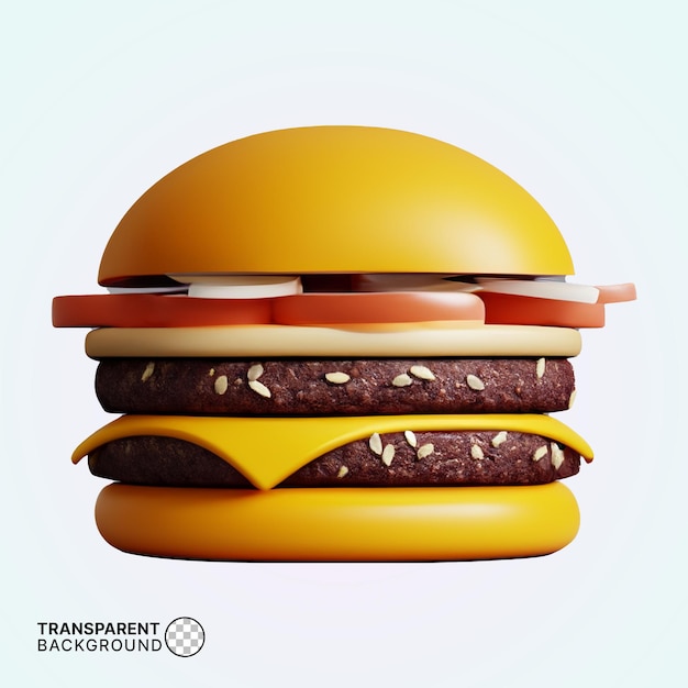 Representación 3D de deliciosa hamburguesa con queso