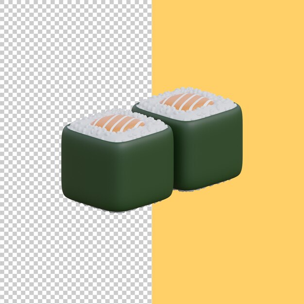 Representación 3D de un delicioso icono de sushi