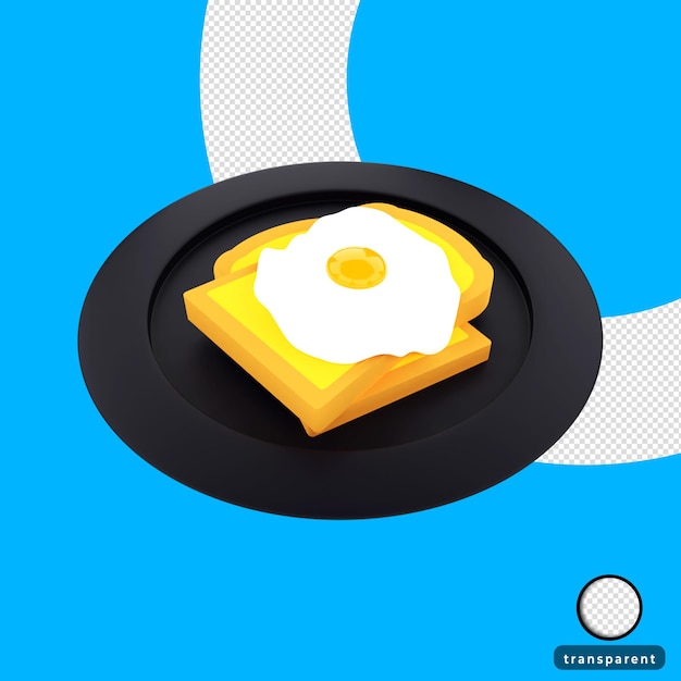 Representación 3D de desayuno pan y huevos ilustración