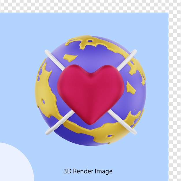 Representación 3d del día de la tierra lleno de amor.