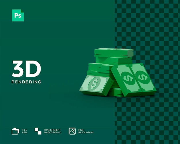 Representación 3D de dinero aislado