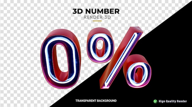 Representación 3d con un diseño de neón de 0 por ciento de descuento de alta calidad