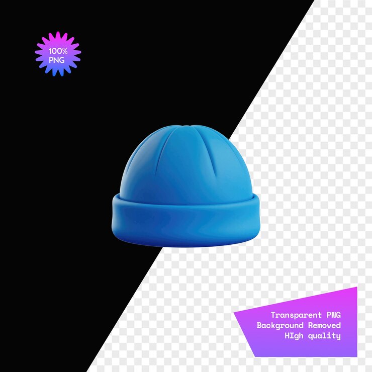 PSD una representación 3d de un diseño simple de gorra azul aislado en un fondo transparente.