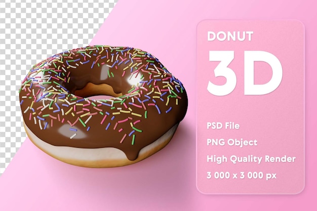 PSD representación 3d de un donuts psd