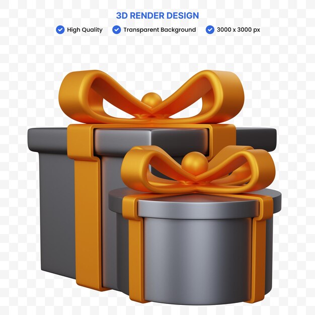 Representación 3d dos cajas de regalo gris aisladas
