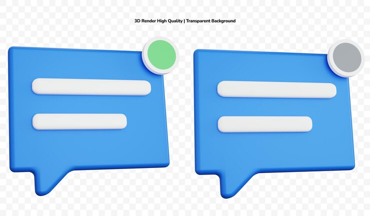 PSD representación 3d de dos chats con indicador en línea y fuera de línea aislado