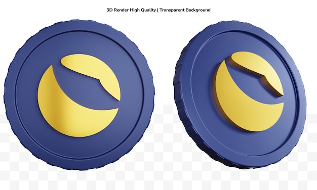 PSD representación 3d de dos monedas crypto luna aislado