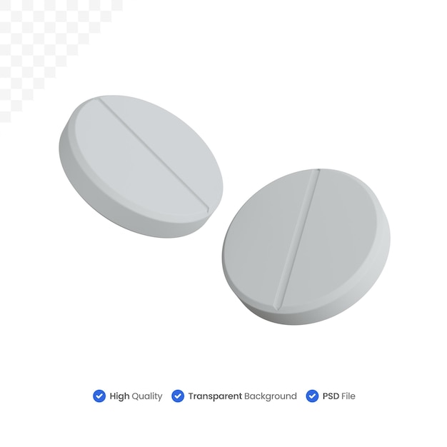 PSD representación 3d de dos pastillas flotantes aisladas