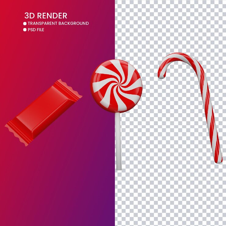 PSD representación 3d de dulces lindos
