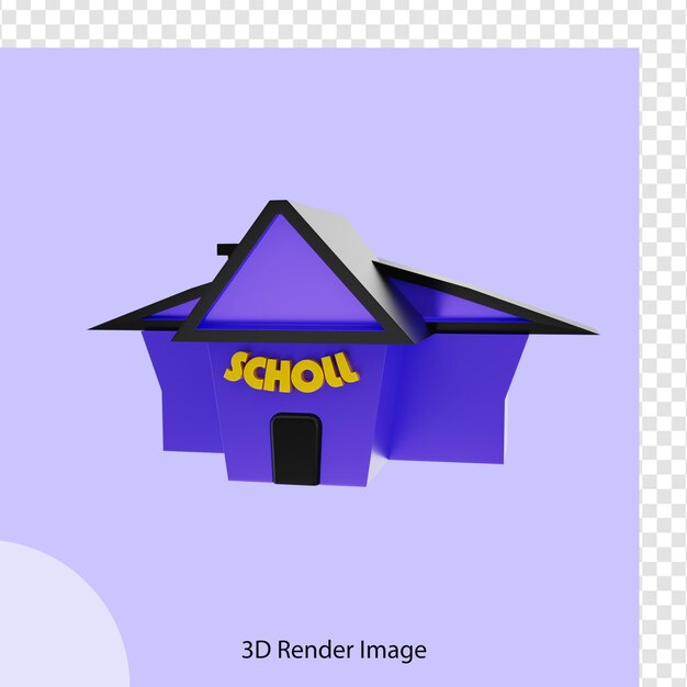 PSD representación 3d de la educación del edificio escolar.