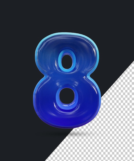 Representación 3D del efecto de número de cristal brillante 8