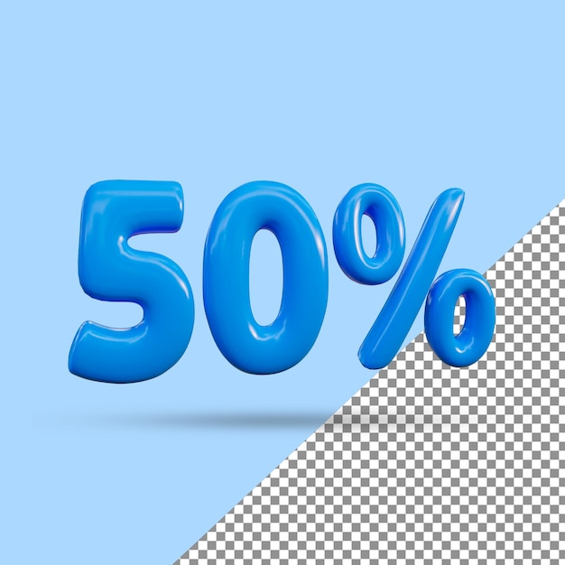 Representación 3D del efecto de texto del 50 por ciento
