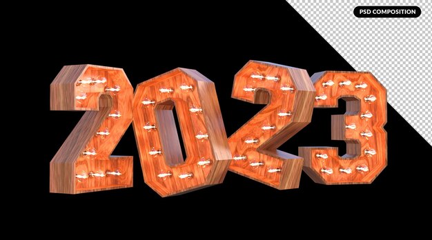 PSD representación 3d efecto de texto de año nuevo 2023