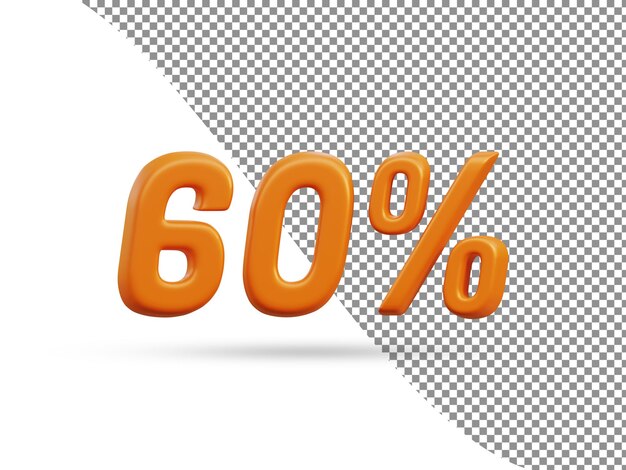 Representación 3D del efecto de texto brillante 60 por ciento