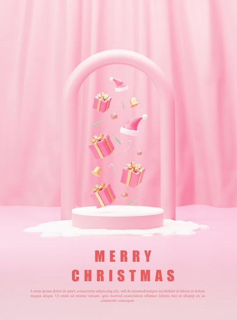 Representación 3D elemento de Navidad, Feliz Navidad y feliz año nuevo banner decorar