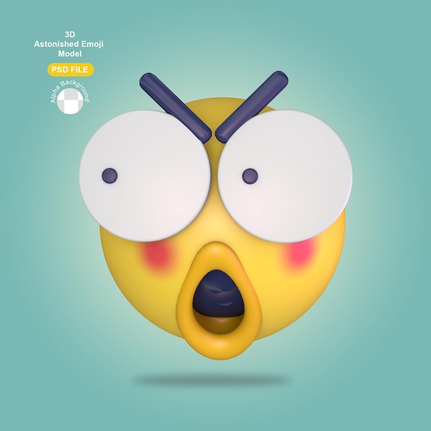 PSD representación 3d de emoji asombrado