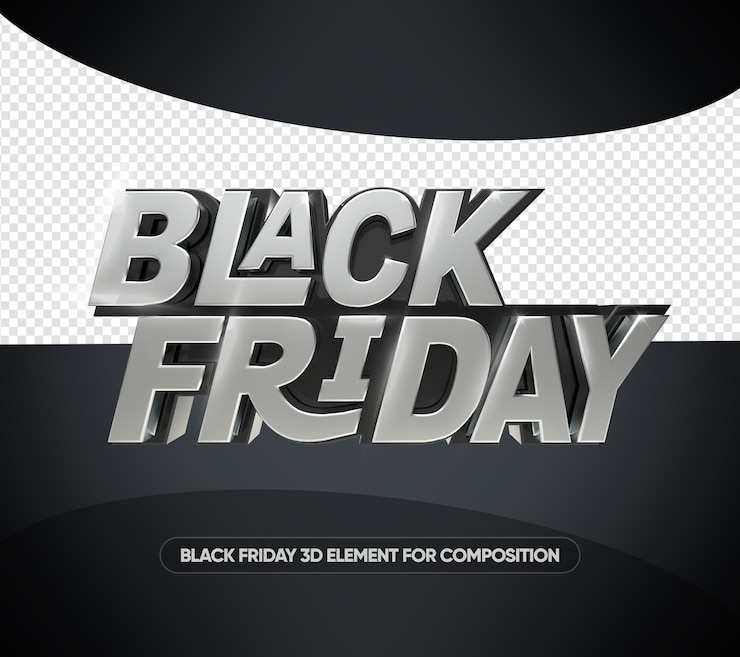 PSD representación 3d de error tipográfico de viernes negro aislado