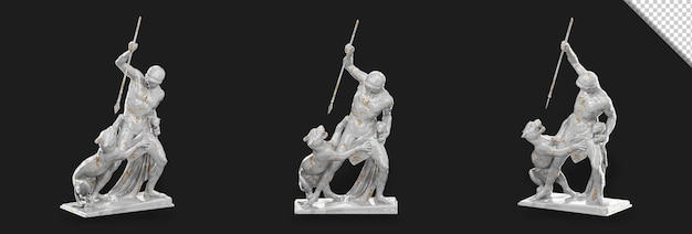 Representación 3D de la escultura The Panther Hunter de JA Jerichau creada con Blender.
