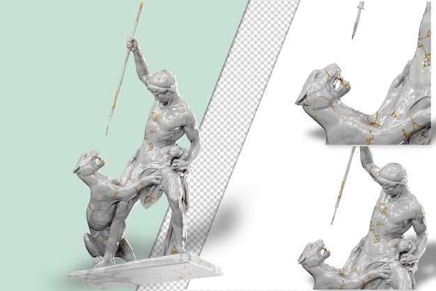 Representación 3D de la escultura The Panther Hunter muy detallada y perfecta para cualquier proyecto de diseño