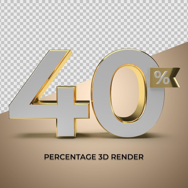 Representación 3D estilo de oro del 40 por ciento para el elemento de producto promocional de venta con descuento