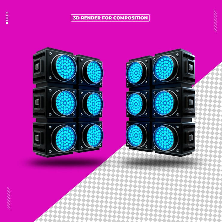 PSD representación 3d de la estructura de la luz del reflector en azul
