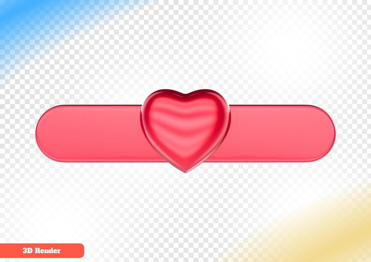 PSD representación 3d de etiqueta de corazón