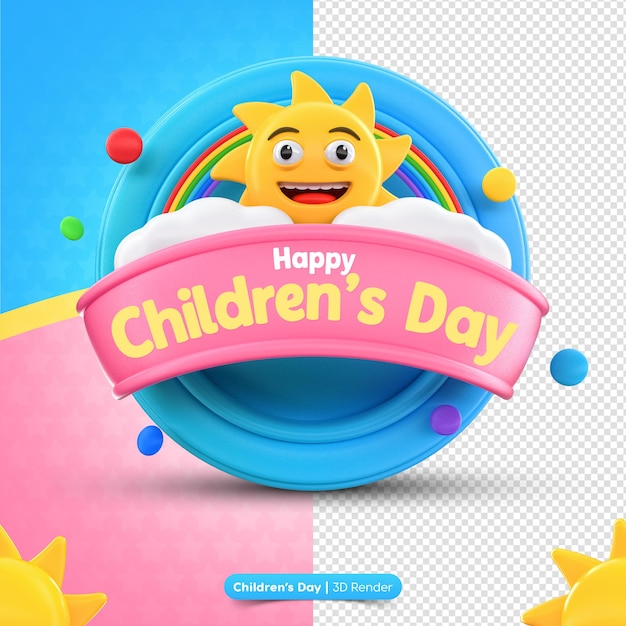 PSD representación 3d de la etiqueta del día del niño para la campaña de marketing