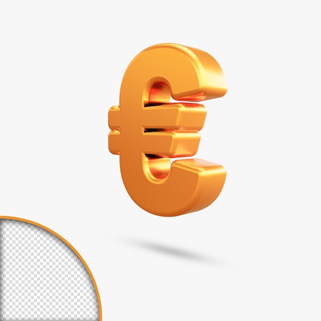 Representación 3d de euro oro metálico