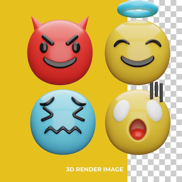 PSD representación 3d de expresión emoji.