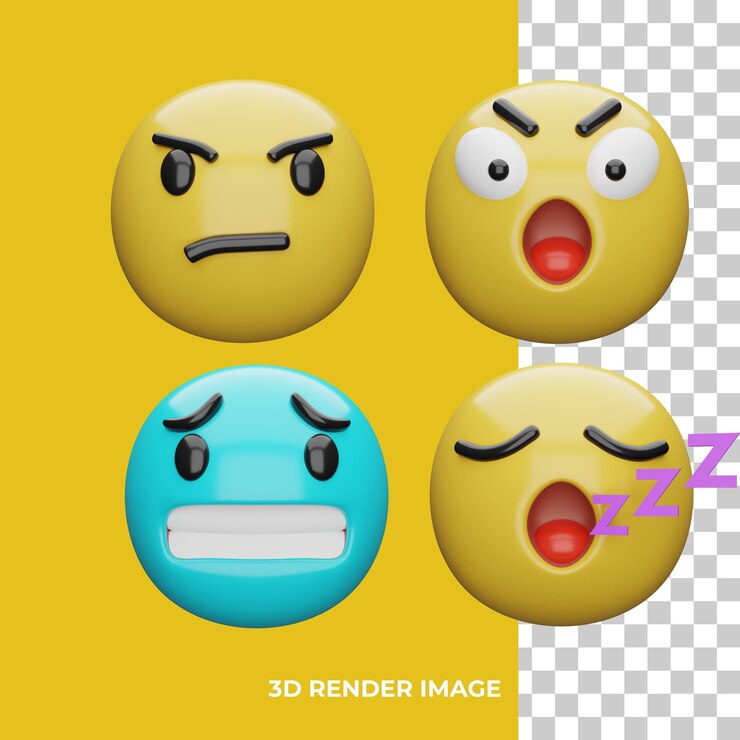 PSD representación 3d de expresión emoji.
