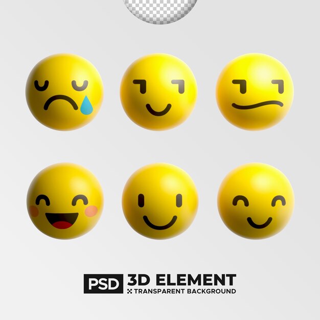 Representación en 3D de expresiones faciales bonitas conjunto de emoticones emoji