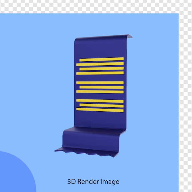 Representación 3d de la factura de compras de comercio electrónico