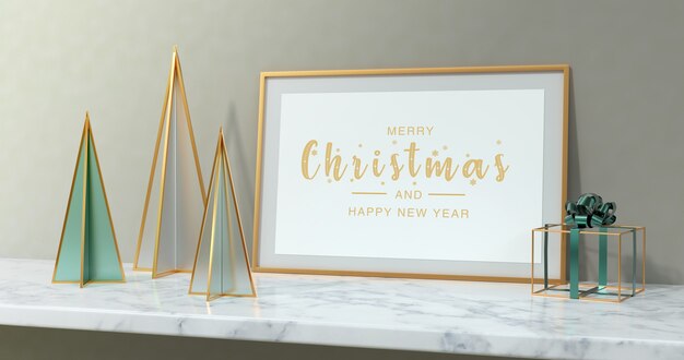 Representación 3D de feliz año nuevo y feliz Navidad