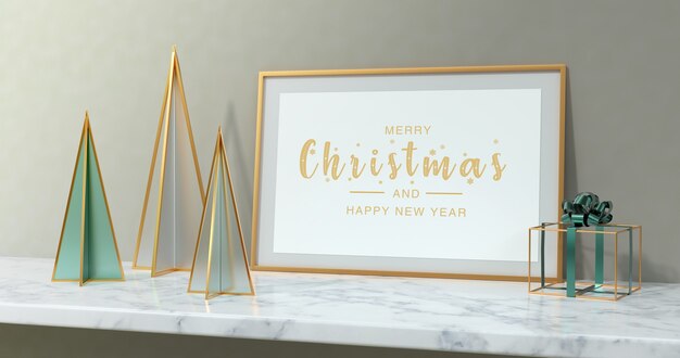 Representación 3d de feliz año nuevo y feliz navidad