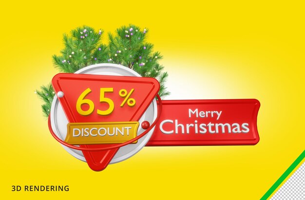 Representación 3D Feliz Navidad 65 Venta Premium Psd
